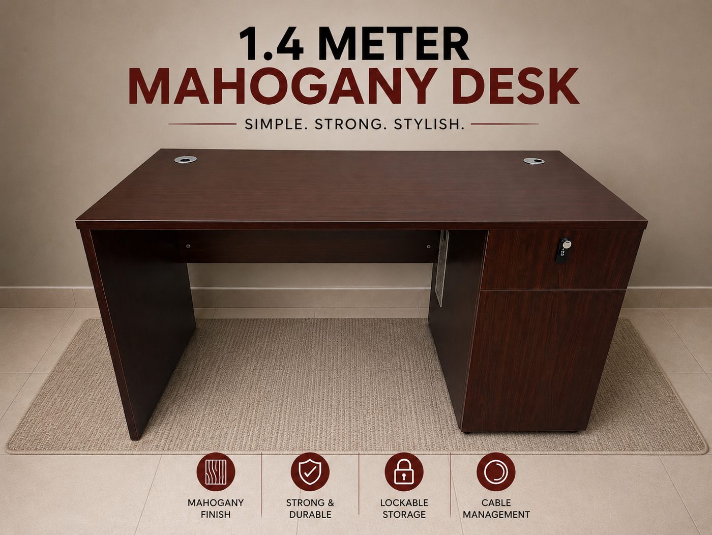1.4m Mahogany Desk