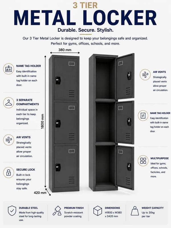 3 Tier Metal Locker