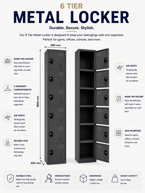 6 Tier Metal Locker
