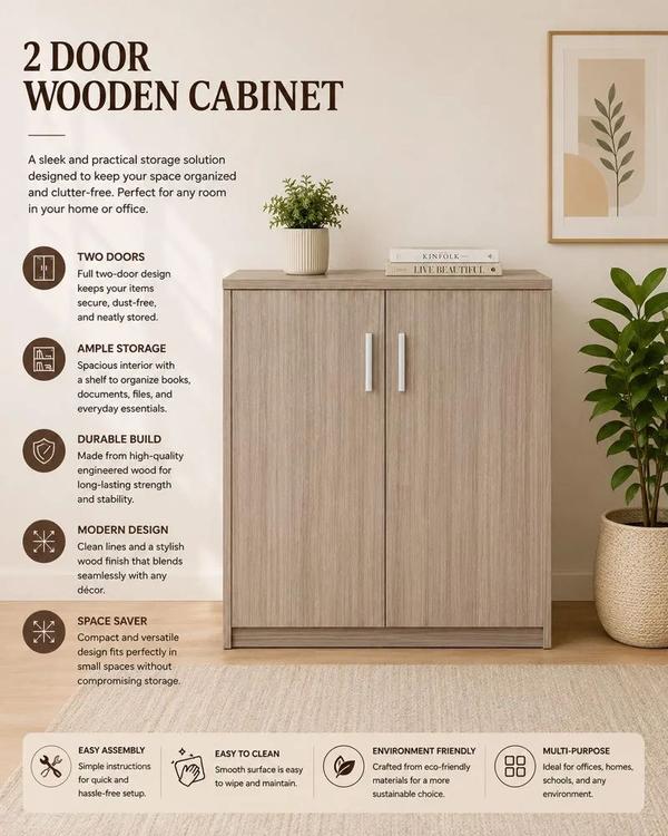 Compact 2 Door Wooden Cabinet