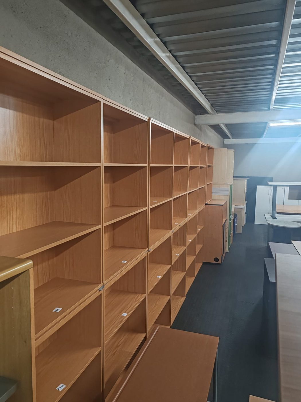 Second-hand oak bookshelves