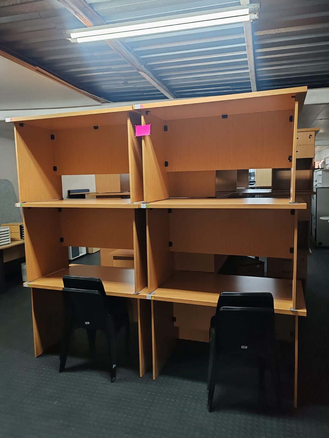 Second-hand oak study carrels with dividers